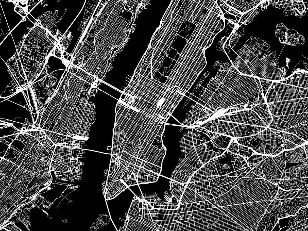 City Map Mural Wallpaper | Modern Black and White Urban Design