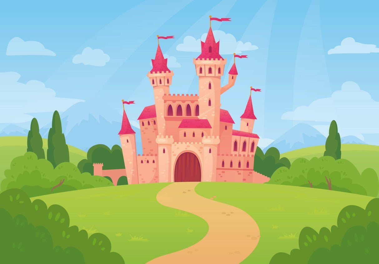 Princess Castle Mural Wallpaper | Pink Fantasy Palace Design