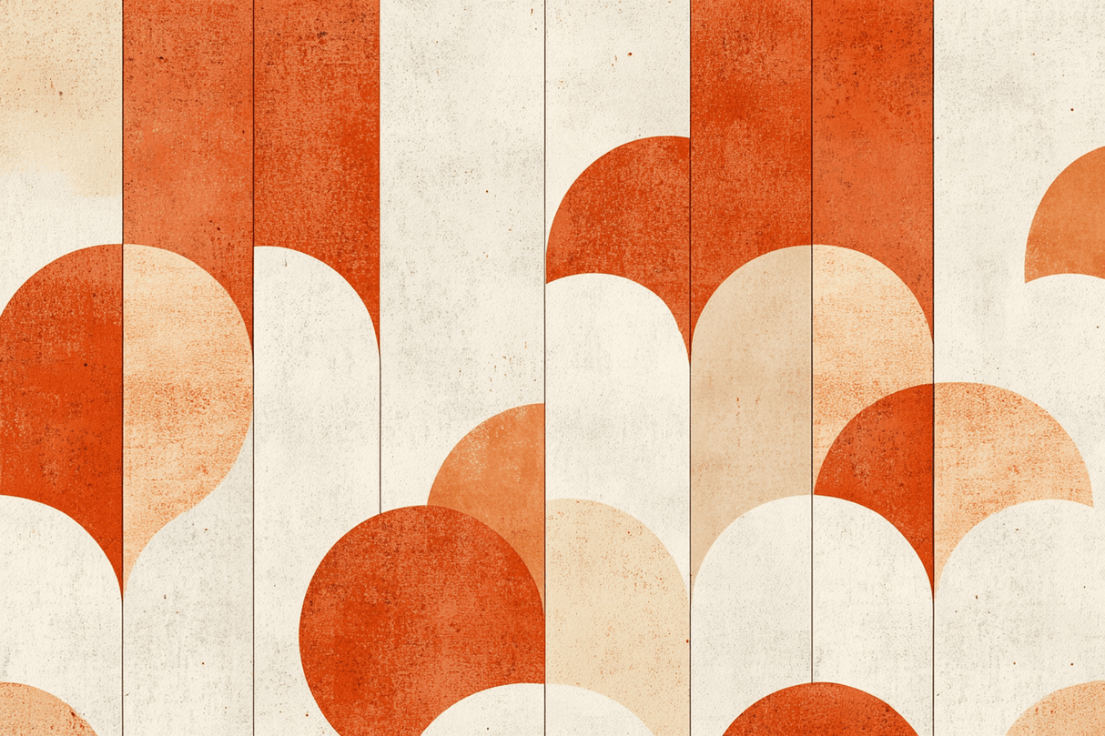 Geometric Mural Wallpaper | Terracotta Art Deco Arches