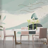 Zen Mural Wallpaper | Balanced Stones and Mint Design