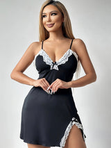 Lace Trim Bodycon Dress  Elegant V-Neck Design With Side Slit - Product detail 6
