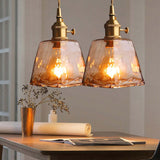 Vintage Glass Pendant Light  Amber Textured Shade - Product detail 7