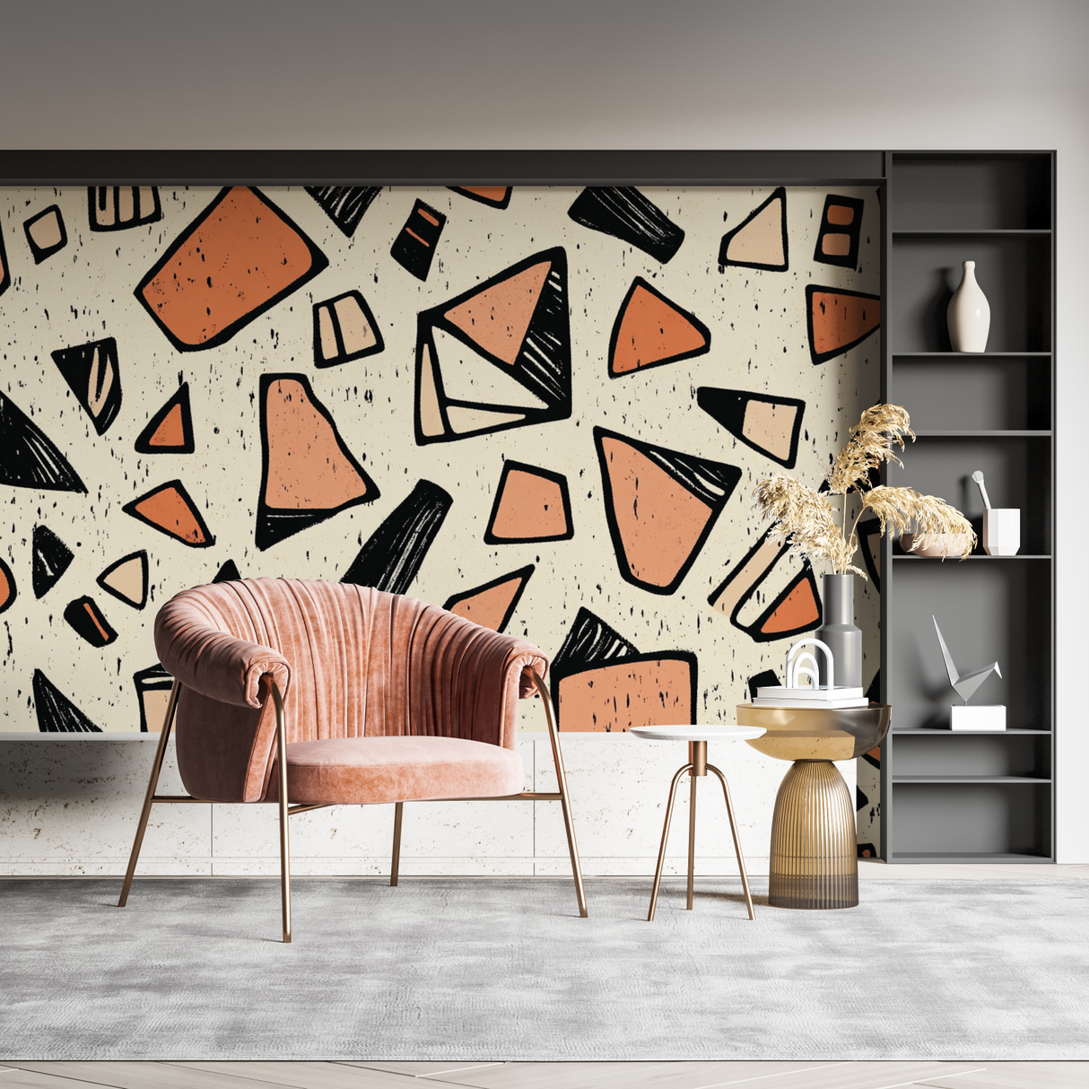 Geometric Mural Wallpaper | Terracotta Abstract Pattern