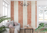 Striped Mural Wallpaper | Terracotta and Cream Vertical Design