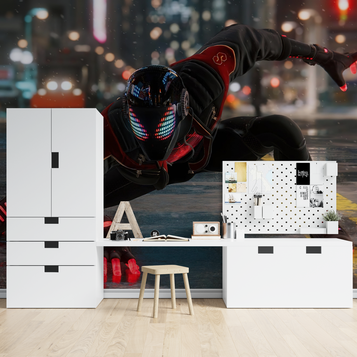 Superhero Mural Wallpaper | Spider-Man Night City Action
