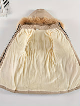 Girls Winter Puffer Coat  Quilted Heart Design With Fur Hood - Product detail 8