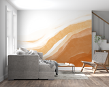 Abstract Mural Wallpaper | Terracotta and Gold Waves