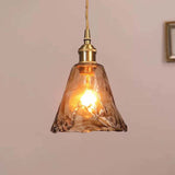 Vintage Glass Pendant Light  Amber Textured Shade - Product detail 11