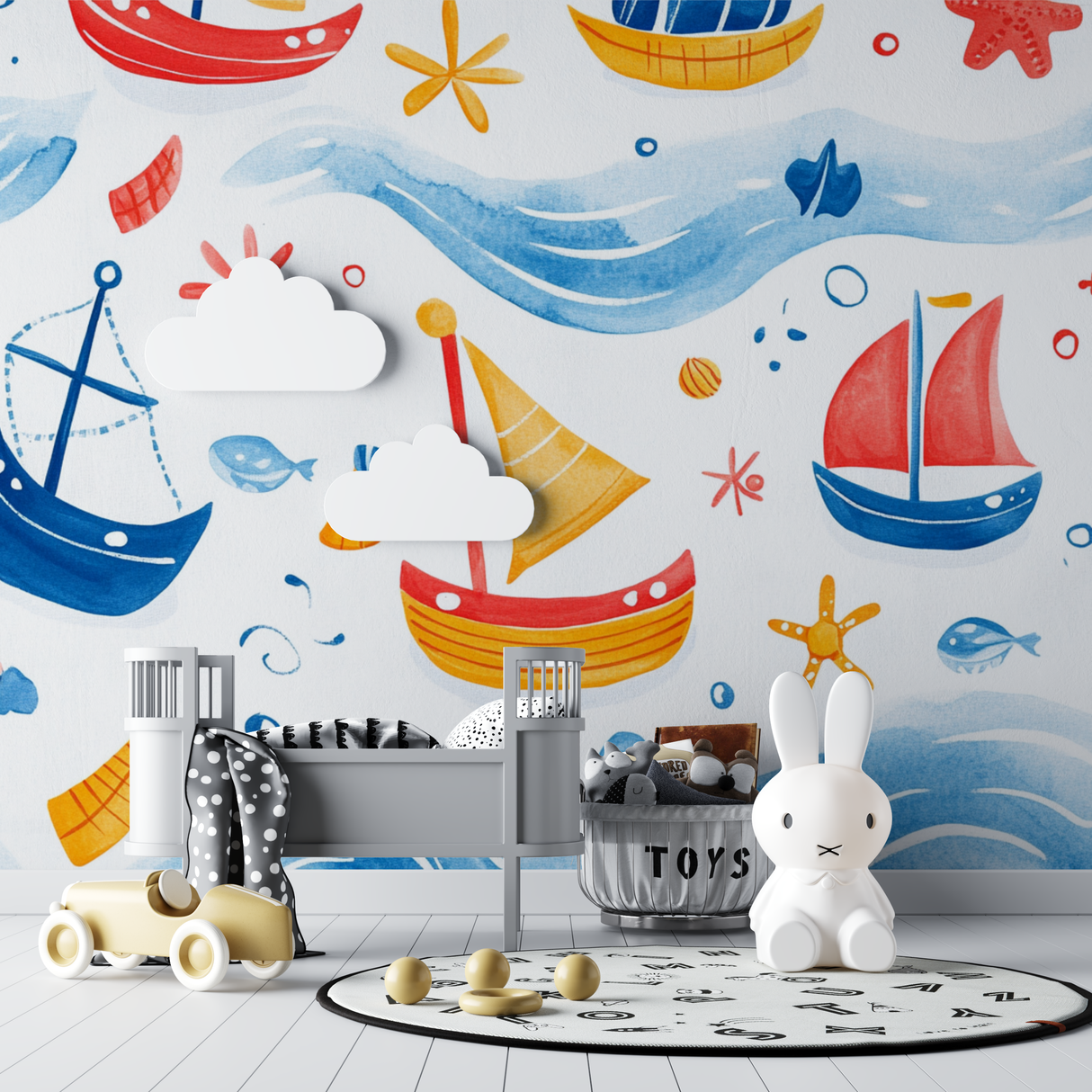 Nautical Mural Wallpaper | Kids Sailing Boats Design