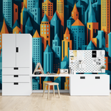 Sci-Fi Mural Wallpaper | Giant Robot Purple Night Scene