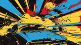 Street Art Mural Wallpaper | Dynamic Car Graffiti Explosion