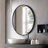 Modern Round Wall Mirror  Black Metal Frame 50cm - Detailed view
