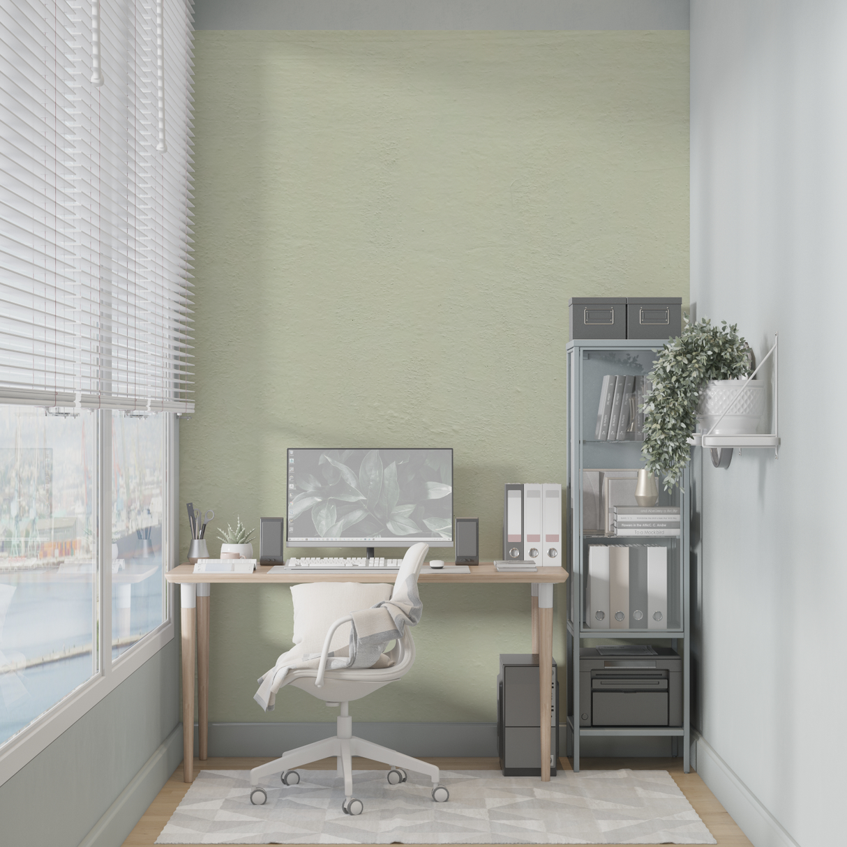 Sage Green Mural Wallpaper | Modern Minimalist Design