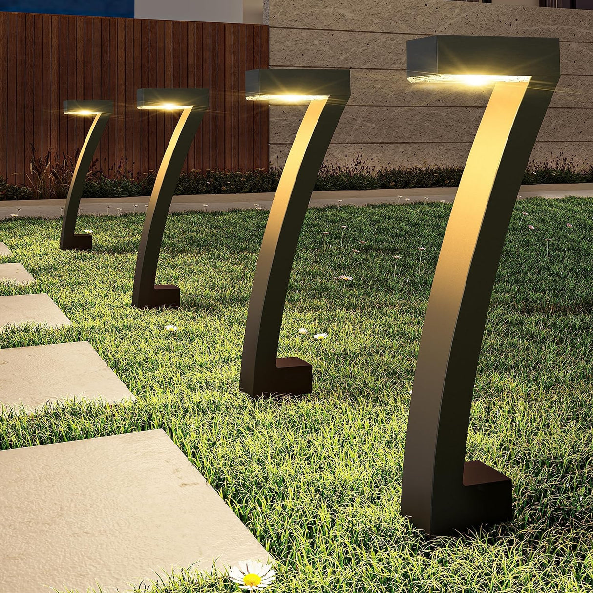Modern Solar Path Lights  Z-Shaped LED Garden Lighting - Product showcase