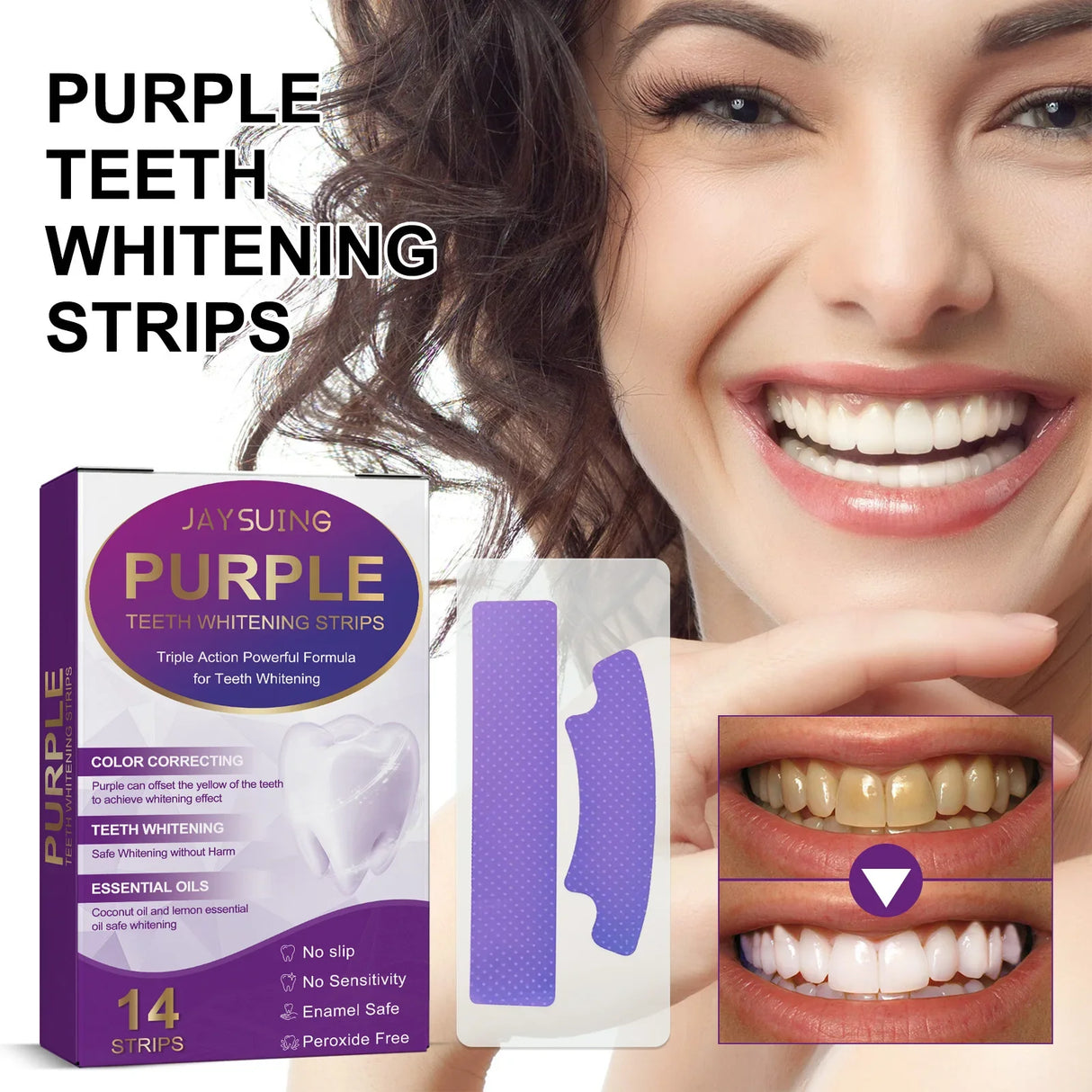 Professional Teeth Whitening Strips  Color-Correcting Purple Formula - Product showcase