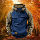 Color Block Outdoor Hoodie  Quarter Zip Cotton Blend Design - Product detail 4