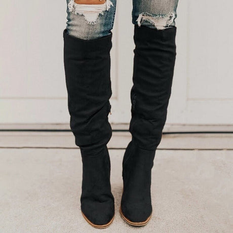 Suede Knee High Boots  Cognac Brown Slouchy Design - Product detail 7