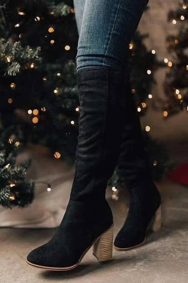 Suede Knee High Boots  Cognac Brown Slouchy Design - Product example