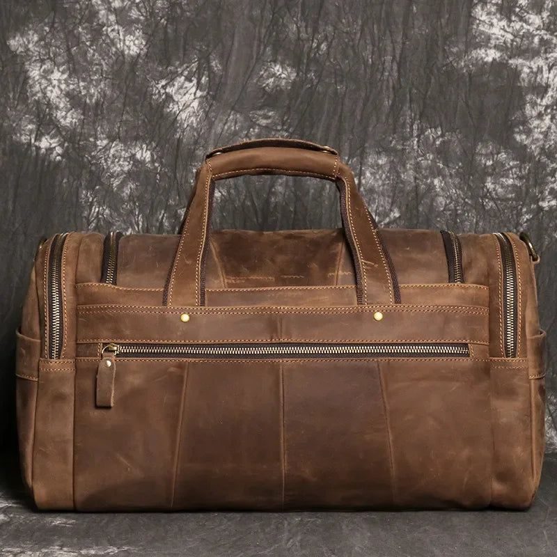 Vintage Leather Duffle Bag  Premium Brown Weekend Travel Bag - Product detail 4
