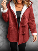 Fleece Lined Winter Coat  Hooded Toggle Duffle Design - Detailed view