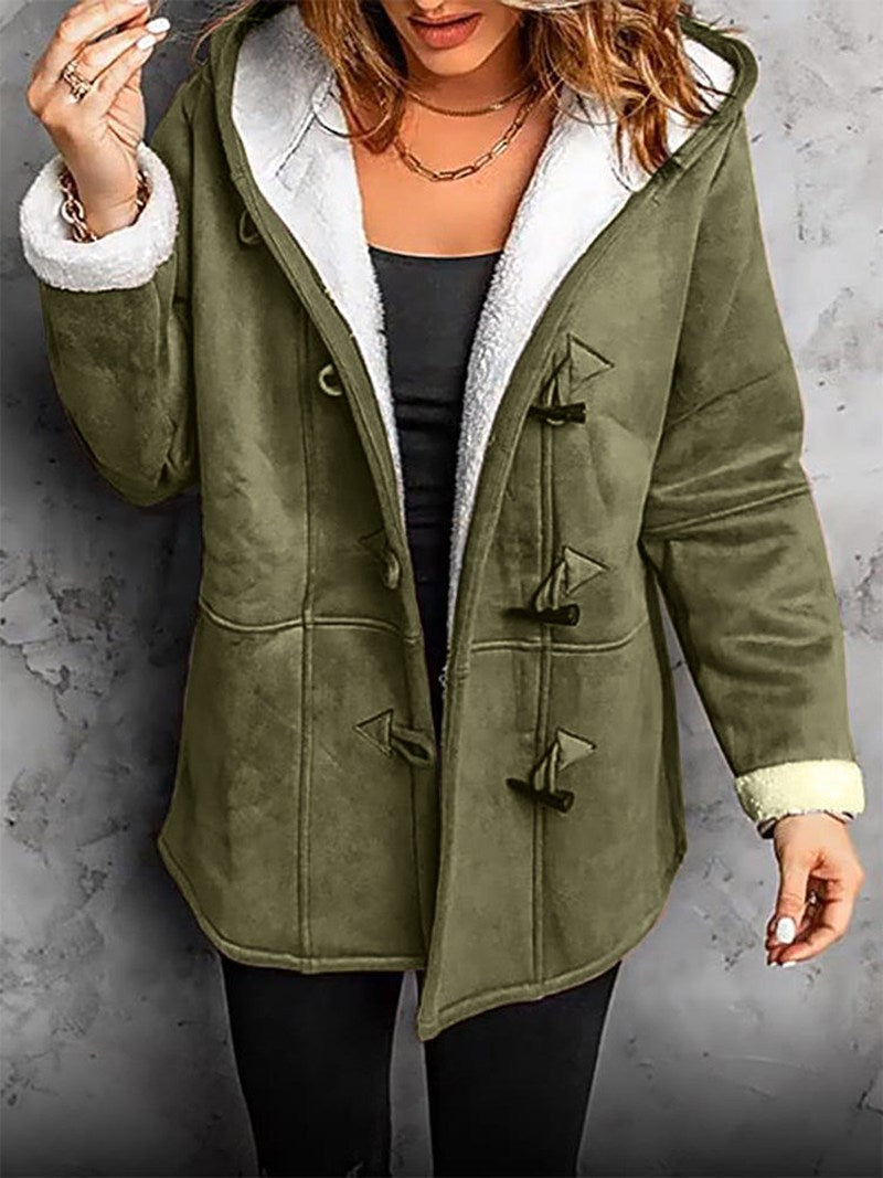 Fleece Lined Winter Coat  Hooded Toggle Duffle Design - Product example