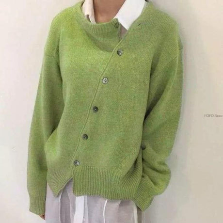 Cashmere Knit Cardigan  Asymmetric Button Design - Product detail 8