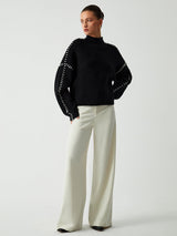 Designer Turtleneck Sweater  Oversized Knit With Contrast Stitching - Product detail 7