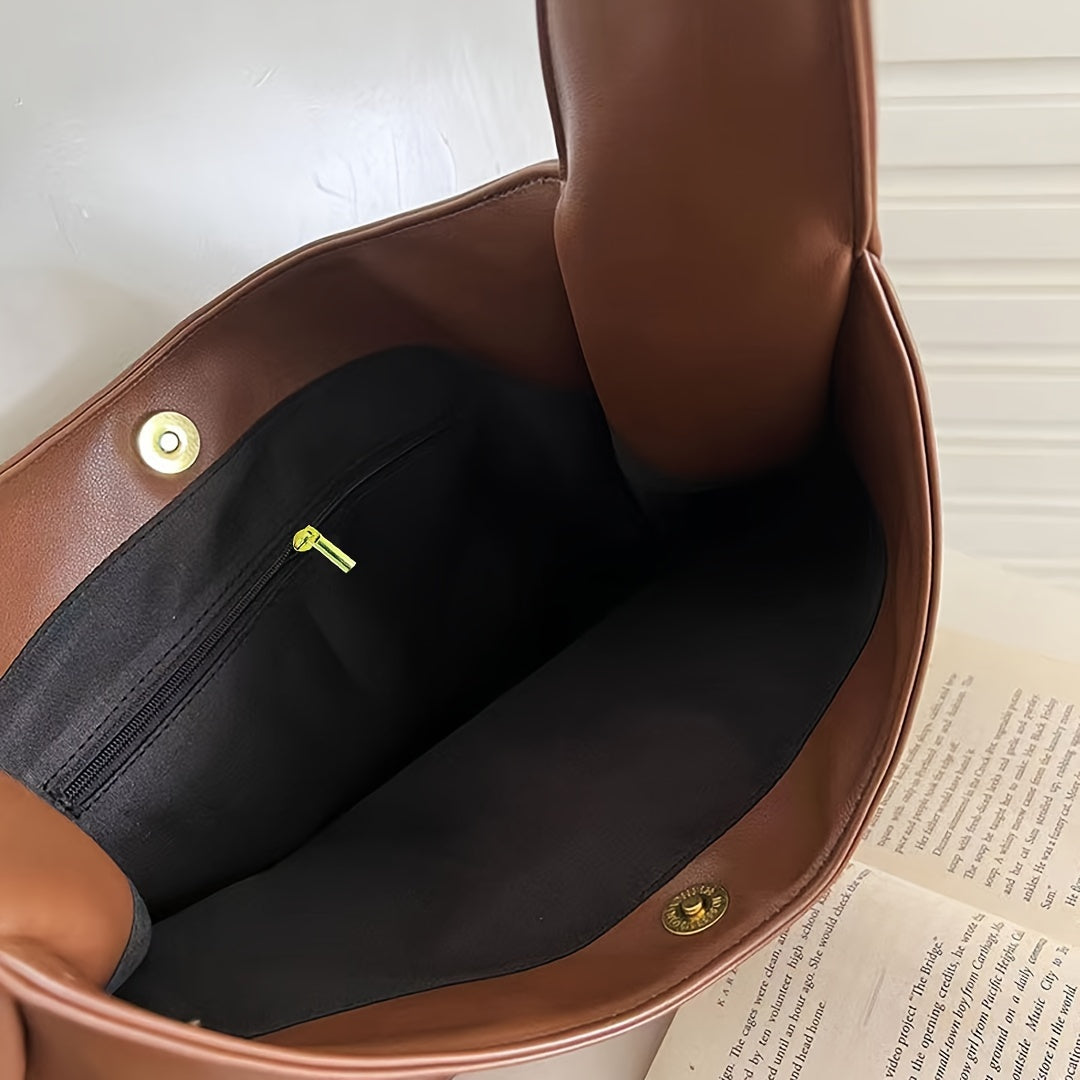 Premium Leather Hobo Bag  Classic Black Minimalist Design - Product detail 6