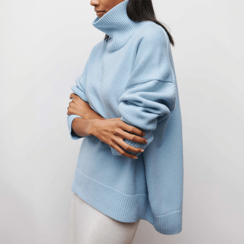 Luxe Turtleneck Sweater  Soft Knit Ribbed Design - Detailed view