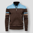 Retro Sports Zip-Up Sweater  Cotton Blend Color Block Design - Product detail 5