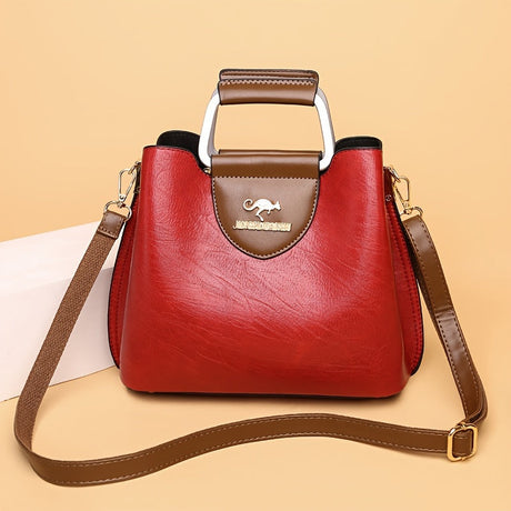 Designer Leather Handbag  Two-Tone Black Brown Classic - Product detail 7