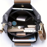 Designer Leather Handbag  Two-Tone Black Brown Classic - Product detail 4