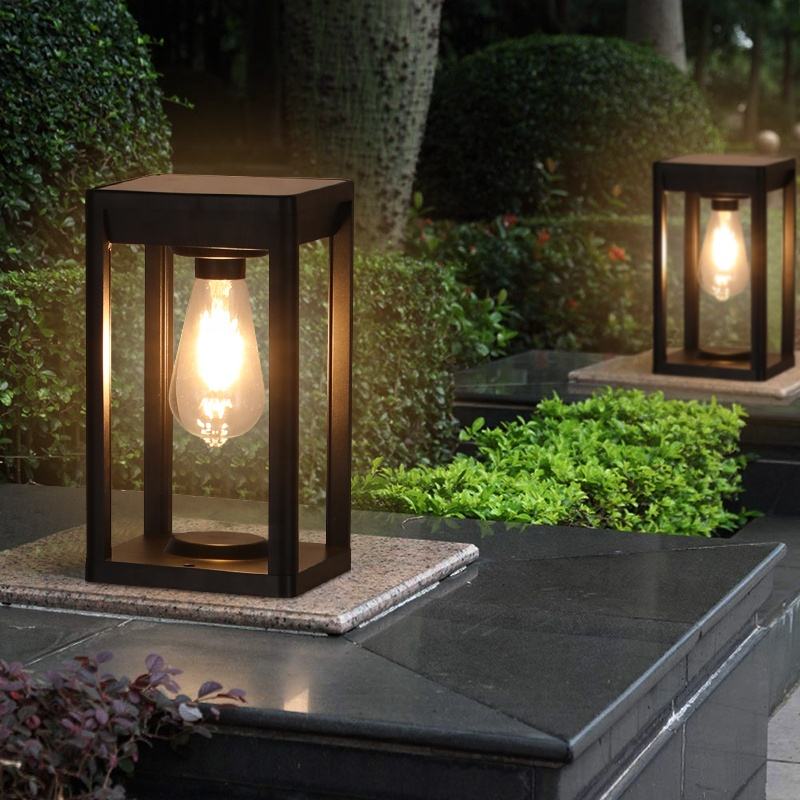 Modern Solar Column Lamp  Aluminum Garden Light with Motion Sensor - Product example