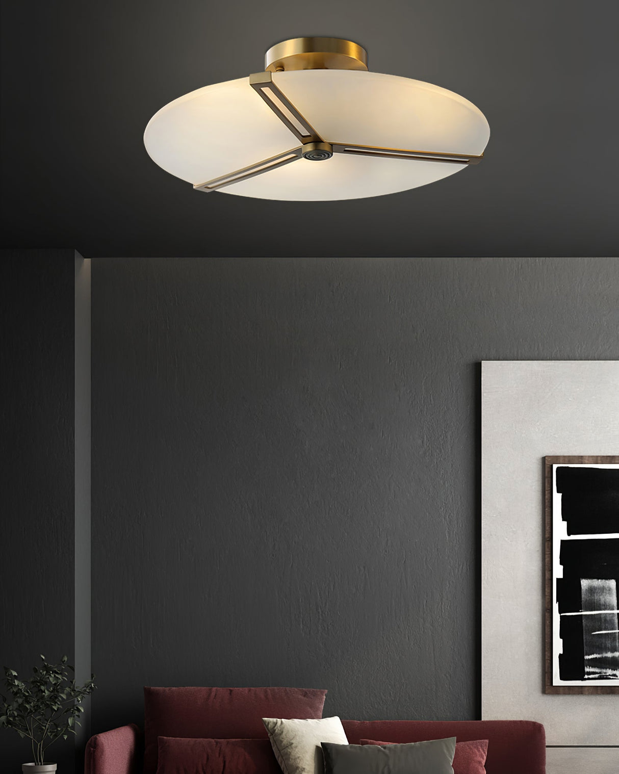 Modern Ceiling Light  Glass Disc with Brass Frame - Product detail 25