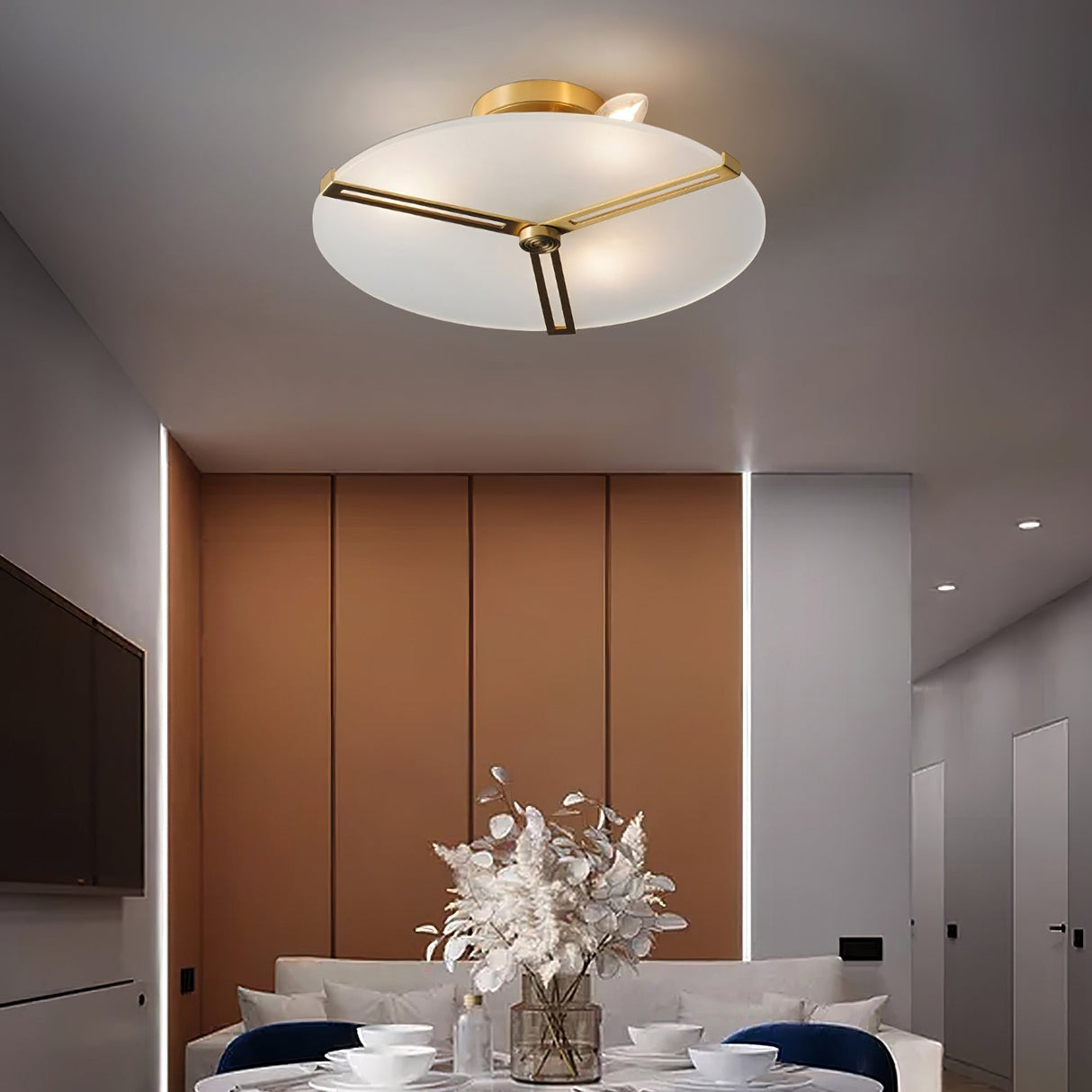 Modern Ceiling Light  Glass Disc with Brass Frame - Product detail 7