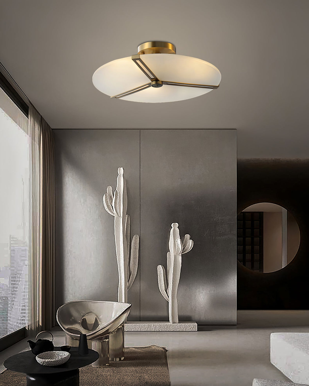 Modern Ceiling Light  Glass Disc with Brass Frame - Product detail 8