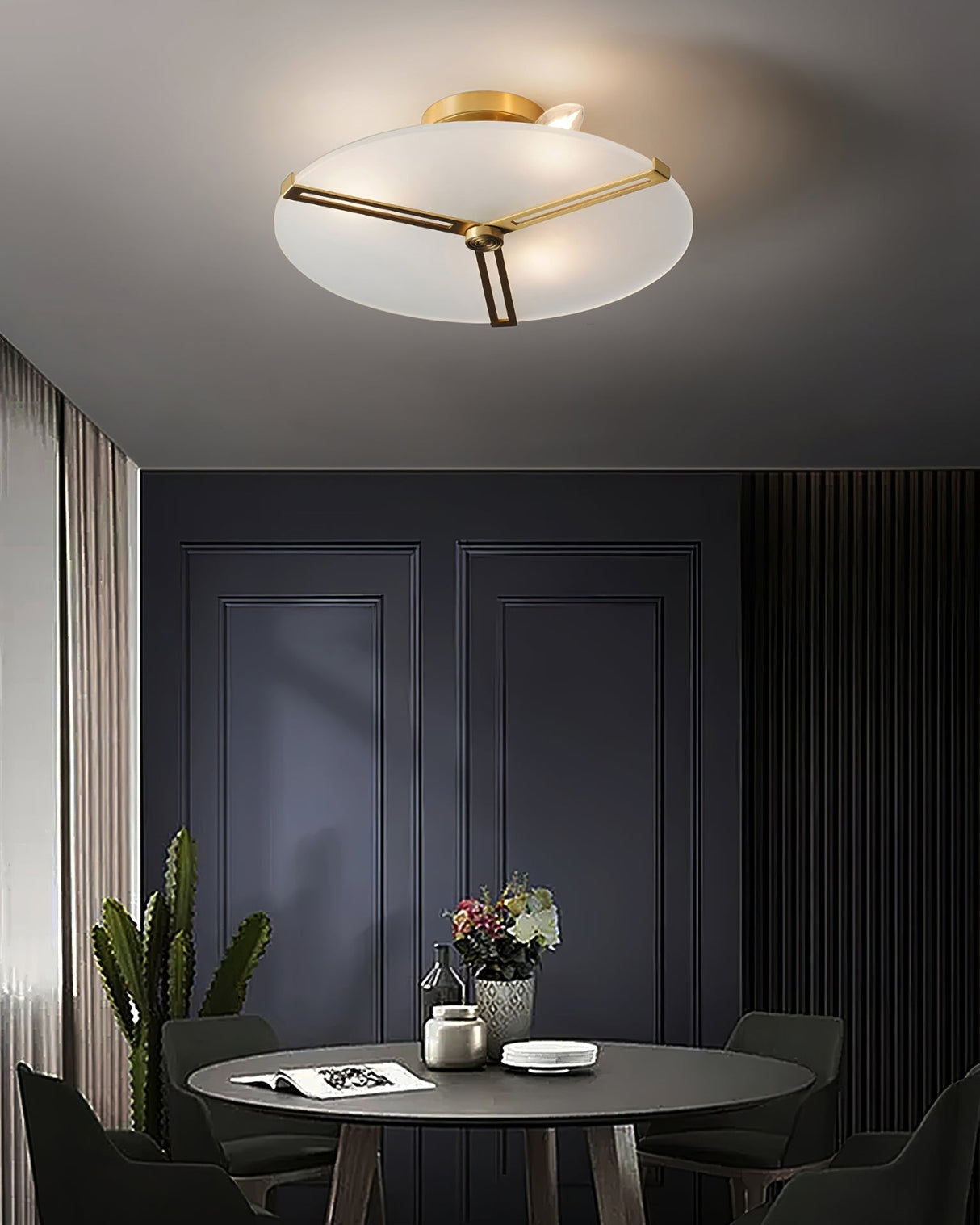 Modern Ceiling Light  Glass Disc with Brass Frame - Product detail 11