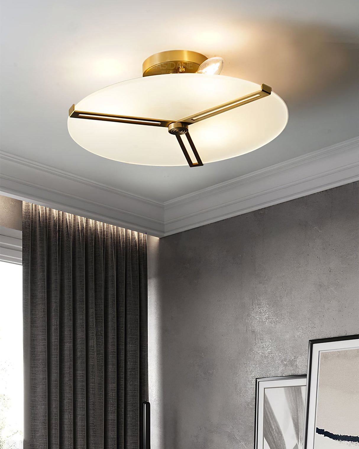 Modern Ceiling Light  Glass Disc with Brass Frame - Product detail 12
