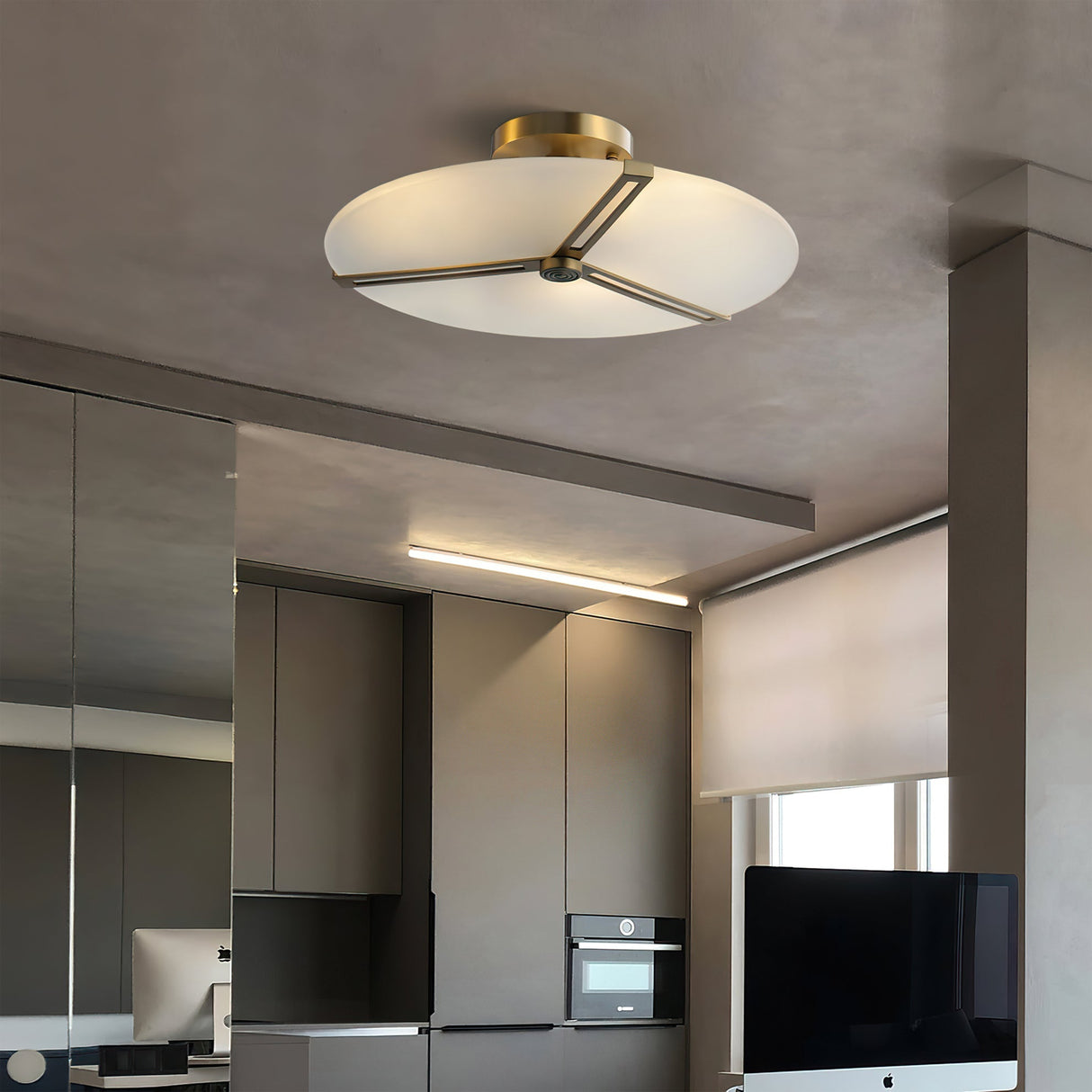 Modern Ceiling Light  Glass Disc with Brass Frame - Product detail 20