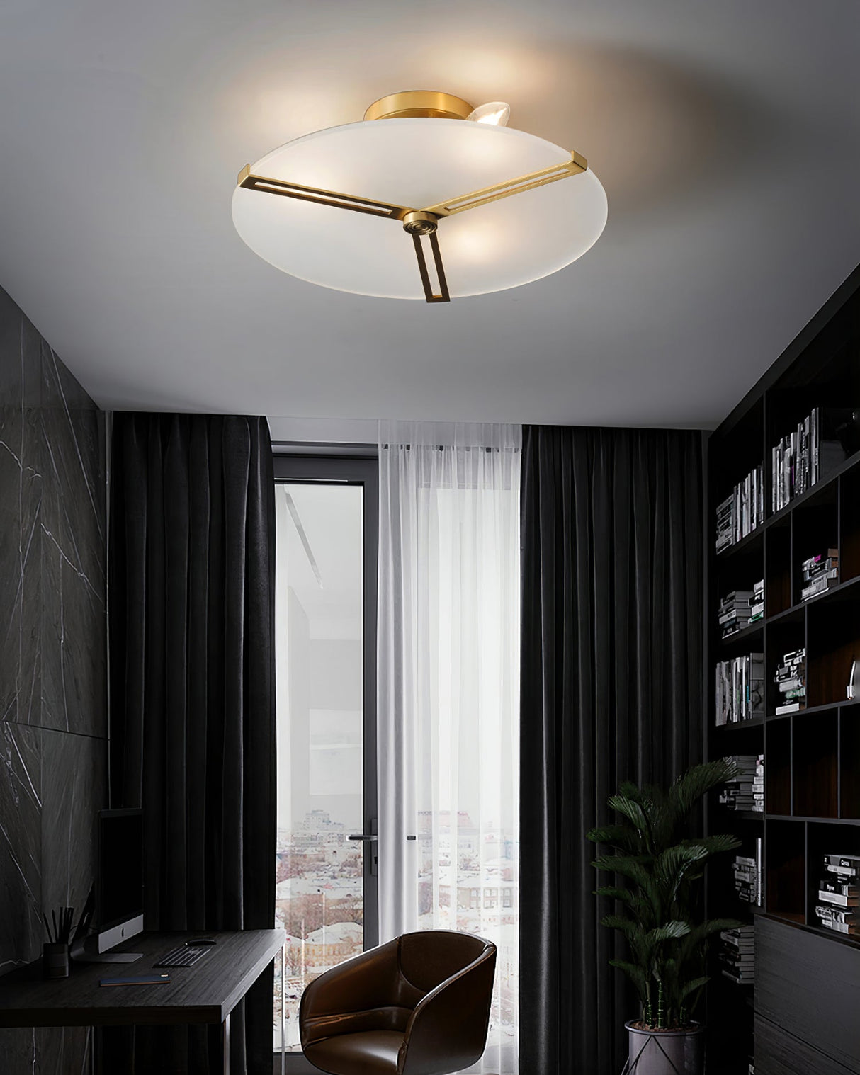 Modern Ceiling Light  Glass Disc with Brass Frame - Product detail 14