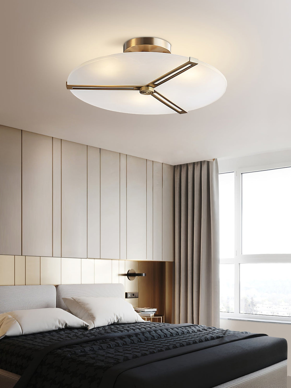 Modern Ceiling Light  Glass Disc with Brass Frame - Product detail 15