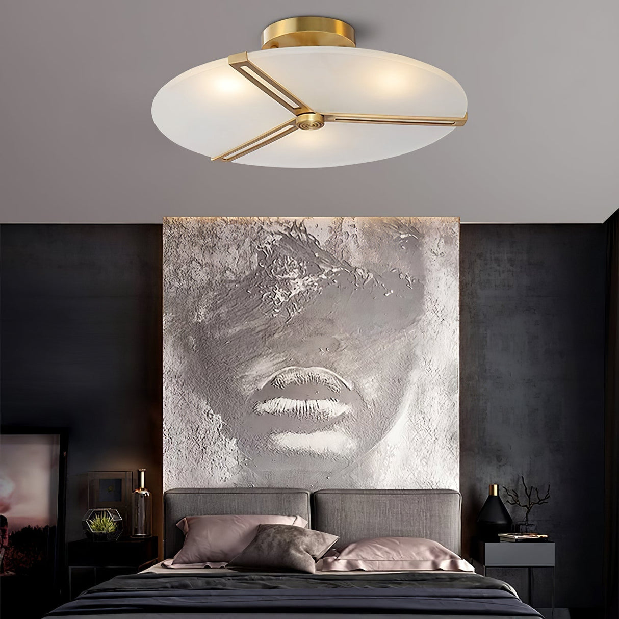 Modern Ceiling Light  Glass Disc with Brass Frame - Product detail 18