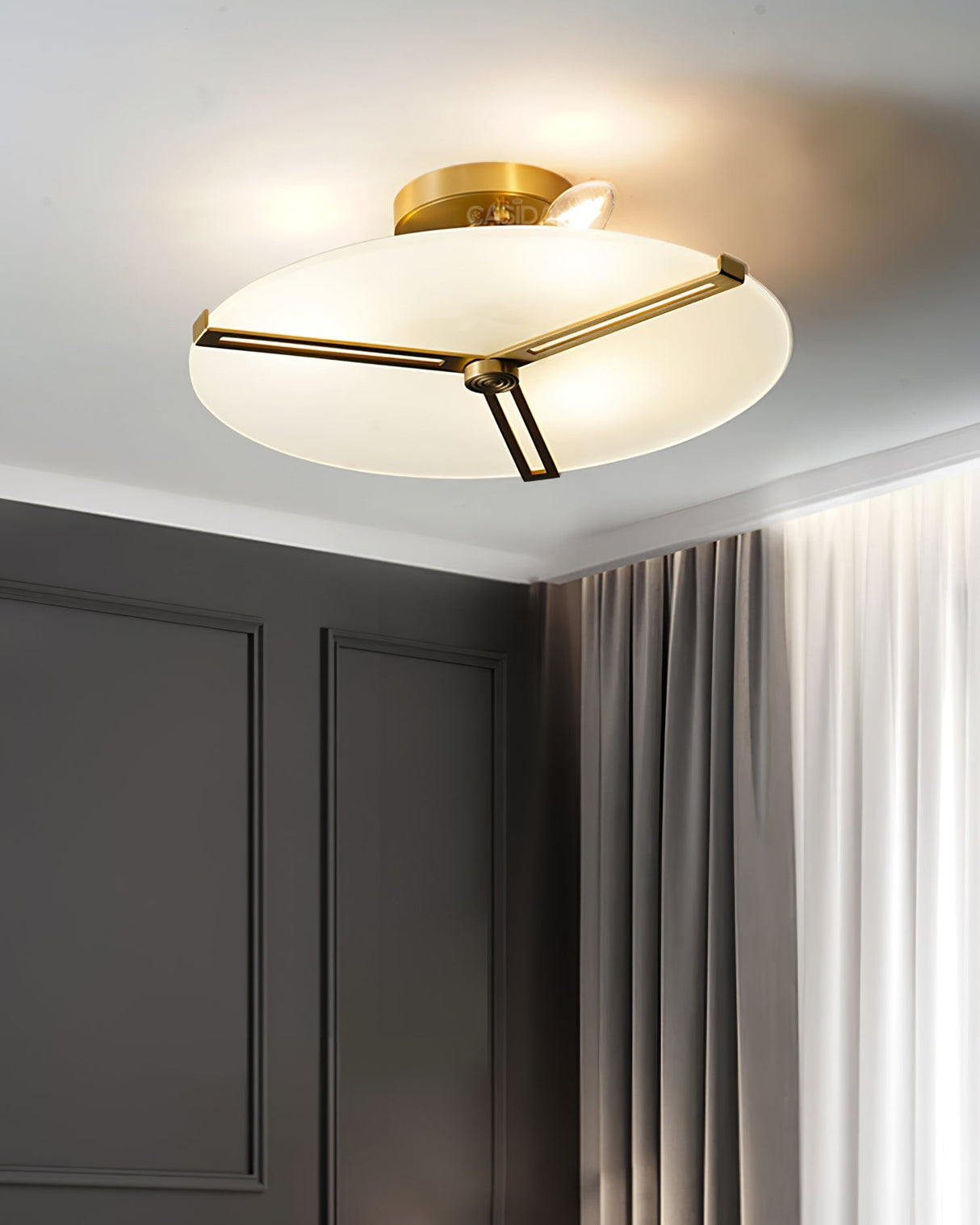 Modern Ceiling Light  Glass Disc with Brass Frame - Product detail 4
