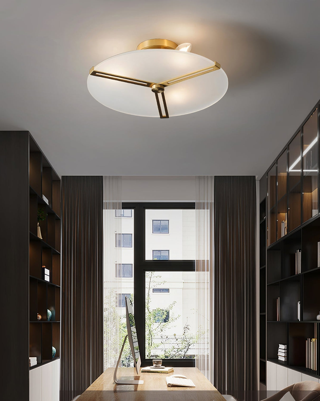 Modern Ceiling Light  Glass Disc with Brass Frame - Product detail 5