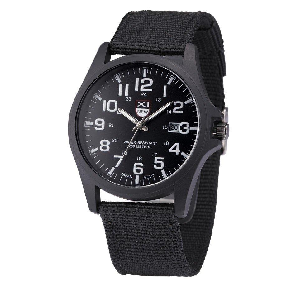 Military Field Watch  Black Canvas Strap With Luminous Dial - Product showcase