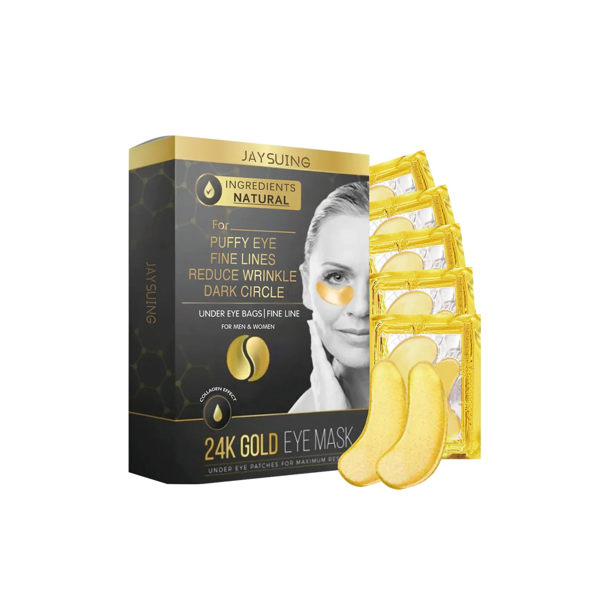 24K Gold Eye Mask  Natural Collagen Under Eye Treatment - Product showcase