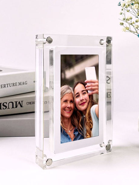 Acrylic Digital Photo Frame  Clear Modern Display Stand - Product showcase