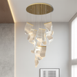 Modern Sculptural Chandelier  Cascading Acrylic Panels with Gold Accents - Product showcase