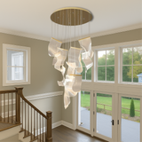 Modern Sculptural Chandelier  Cascading Acrylic Panels with Gold Accents - Product example