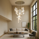 Modern Sculptural Chandelier  Cascading Acrylic Panels with Gold Accents - Product detail 4